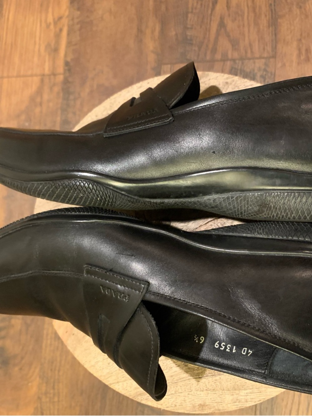 Prada Black Leather Men's Slip-On Loafers - Picture 3 of 9